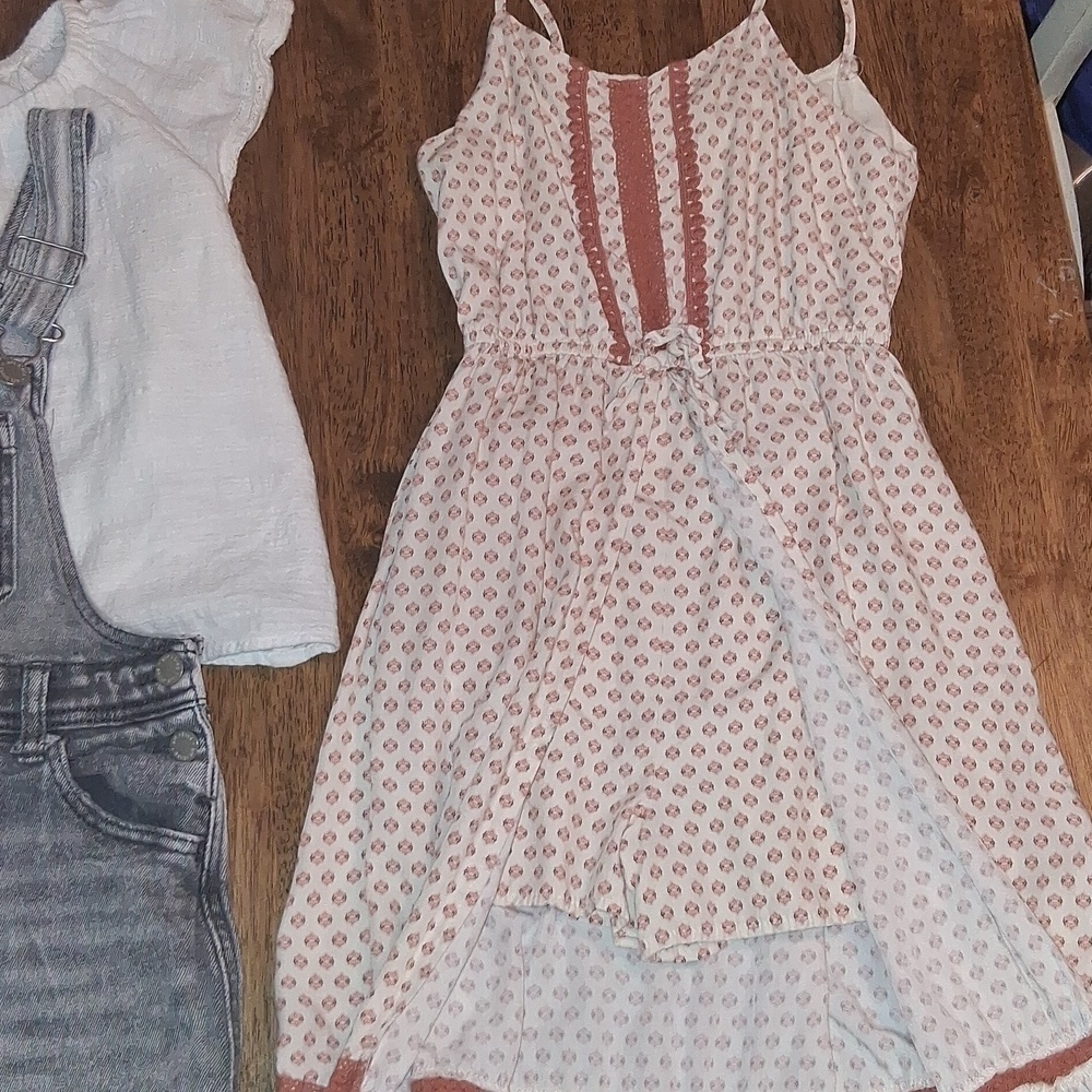 Girls' Boho Summer/Fall Bundle Art Class Romper Jean Overall H&M skirt 7/8 - Picture 2 of 6